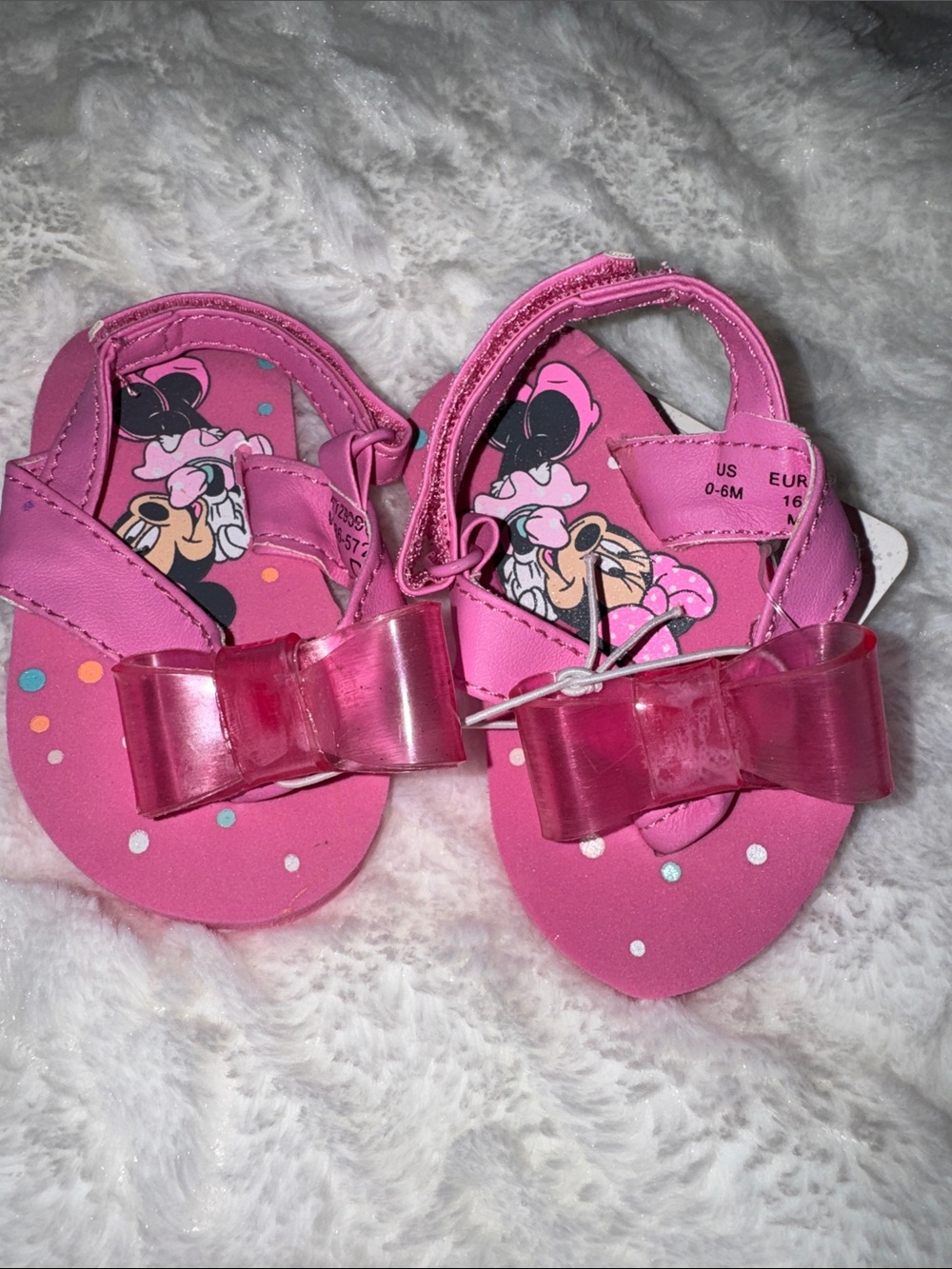 Disney Pink Minnie Mouse Baby Sandals with Bow Accent